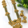 Exquisite Antique Gold Temple Jewelry, Emerald Accents - South Indian Bridal Collection, Traditional Indian Wedding Jewelry (Set of 2)