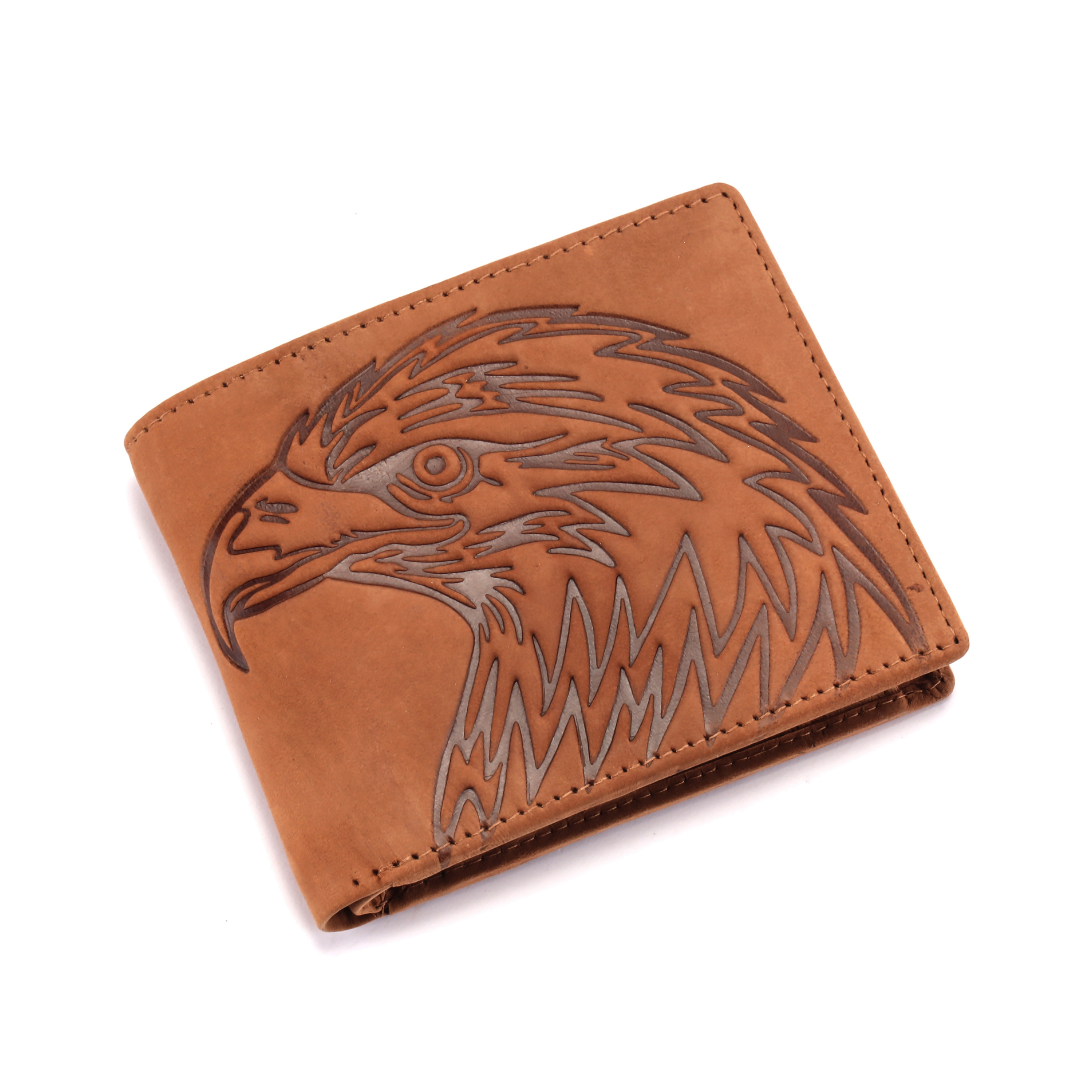 Premium Leather Wallet with Engraved Eagle Design | Slim Wallet for Men