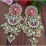 Exquisite Polki Kundan Stone and Pearl Earrings - Regal Ethnic Bridal Jewelry, Traditional Indian Wedding Jewelry , Bridesmade Look (Set of 1)