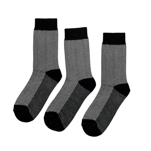 SuperGeneriX Bamboo Socks for Men, Pack of 3, Black Striped Calf-Length Socks, Odor-Free, Breathable and Antibacterial, Cushioned Base for Comfort, Luxuriously Soft and Durable