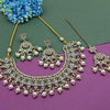 Elegant White and Gold Indian Bridal Jewelry Set, Kundan and Beads, Traditional Indian Wedding Jewelry (Set of 2)