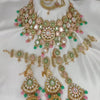 Pastel Kundan Bridal Set - Mint Green & Pink Meenakari Wedding Collection, Gold-Plated Necklace Set, Sheshphul, Traditional Indian Wedding Jewelry (Set of 2)