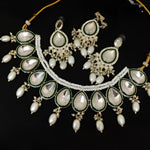 Elegant Pearl & Emerald Royal Necklace Set, Traditional Indian Wedding Jewelry (Set of 2)