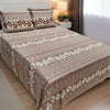 Floral Print, 250 TC 100% Cotton Flat King Size Bedsheet (108 x 108inches) (275 x 275cm) with 2 Large Pillow Covers, Brown