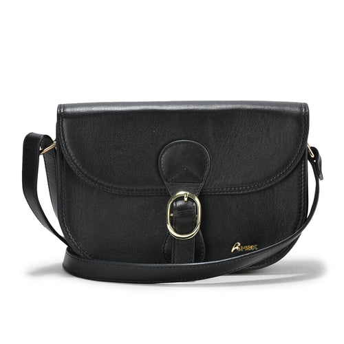 Sling Leather Bag, Premium Black Leather, Stylish Design, Perfect for Casual Outings and Travel (Black)