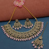 Elegant Pink and Gold Kundan Choker Necklace Set, Earrings and Maang Tikka, Traditional Indian Wedding Jewelry (Set of 2)