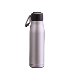 Stainless Steel Water Bottle with Carry Rope | Hot & Cold Water Bottle (Light Silver)