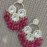 Luxurious Polki Diamond and Ruby Chandelier Earrings, Traditional Indian Wedding Jewelry (Set of 1)