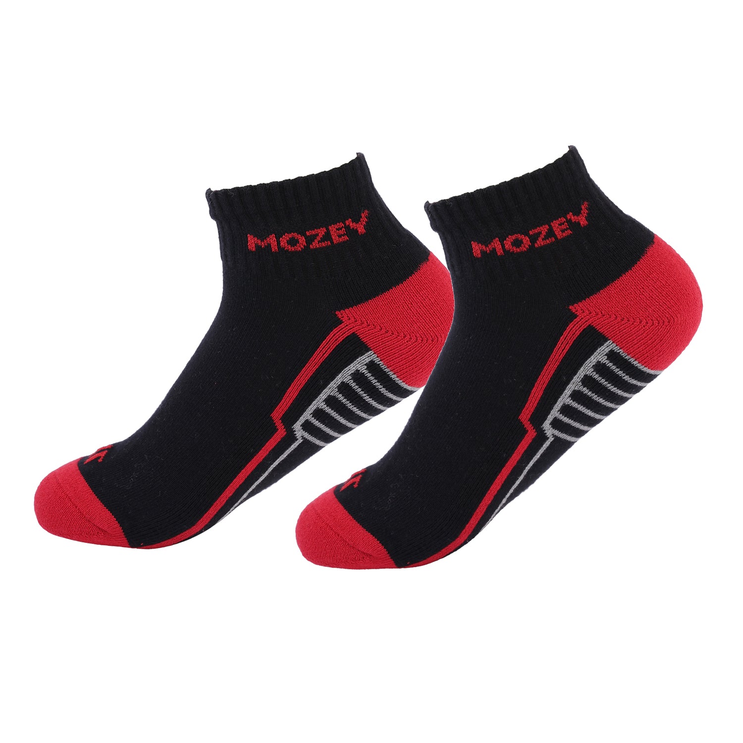 Ankle Activewear Unisex Socks, Premium Cotton Blend, Comfortable, Versatile Design, Ideal for Gym & Sports Wear (Black/Red)