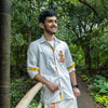 Red Kathakali, Full Sleeve With Zari Shirt, Men's Kerala Shirt, Elegant Cotton Shirt for Traditional wear (Size 40, Off White)