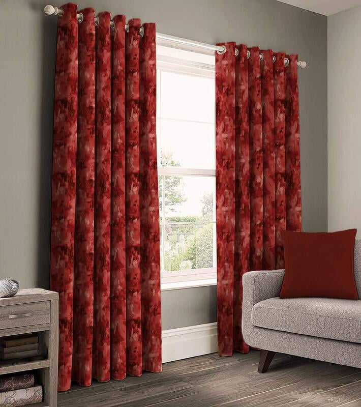 Casableu Eden Polyester Eyelets (Steel) Blackout Curtains with Tie Back, Bedroom Living Room