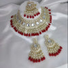 Luxurious Kundan Choker Set, Pearl and Red Bead Accents - Traditional Indian Bridal Jewelry, Traditional Indian Wedding Jewelry (Set of 2)