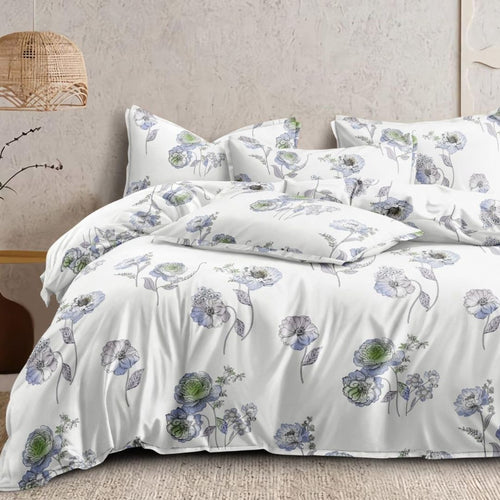 Floral Print, 200 TC Micro Cotton Flat King Size Bedsheet (108 x 108inches) (275 x 275cm) with 2 Large Pillow Covers, White