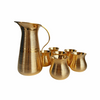 Brass Water Pitcher and Glasses Set | Handcrafted Golden Brass Drinkware Set | (Set of 7)