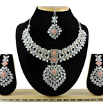 Exquisite Crystal Flower Necklace Set, , Traditional Indian Wedding Jewelry, Bridal Jewelry (Set of 2)