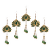 Lotus Wall Hanging Set with Jhumki Style & Beads | 9-Inch Decorative Flower Hangings for Home Décor (Set of 5, Green)