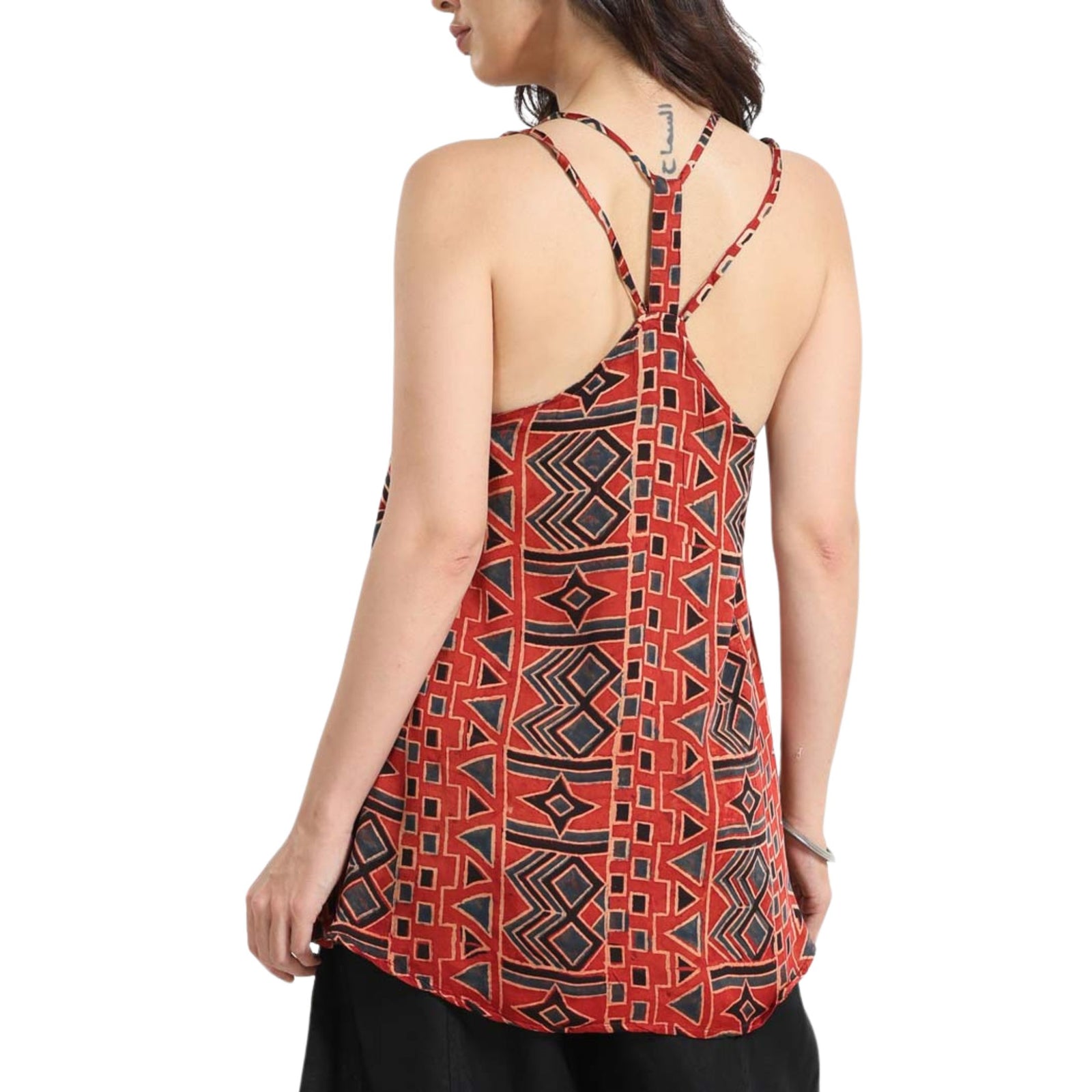 Modal Printed Camisole with Double Strap Design | Lightweight & Breathable Sleeveless Tank Top for for Yoga & Everyday Comfort | Ruby Red