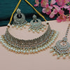 Luxurious White Kundan Choker Necklace Set, Earrings and Maang Tikka, Traditional Indian Wedding Jewelry (Set of 2)