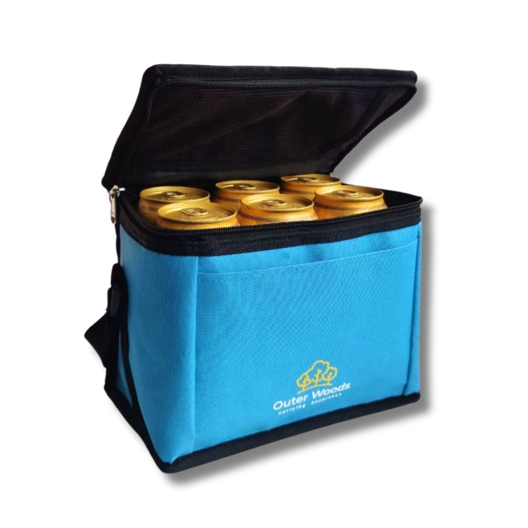 Outer Woods Insulated 6 Can Cooler Bag | Fits 6 x 500ml Beer Cans | Keep Cans Cool for up to 10 Hrs | with 2 Units of Ice Gel Packs