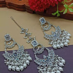 Elegant Bridal Earring Set - Sparkling Crystal & Pearl Design, Traditional Indian Wedding Jewelry (Set of 1)