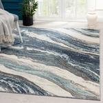 bellolin Washable Area Rug | Non-Slip Carpet for Living Room, Foldable Floor Cover, Indoor Floor Rug, Machine Washable Rug for Bedroom & Office - Marble Blue