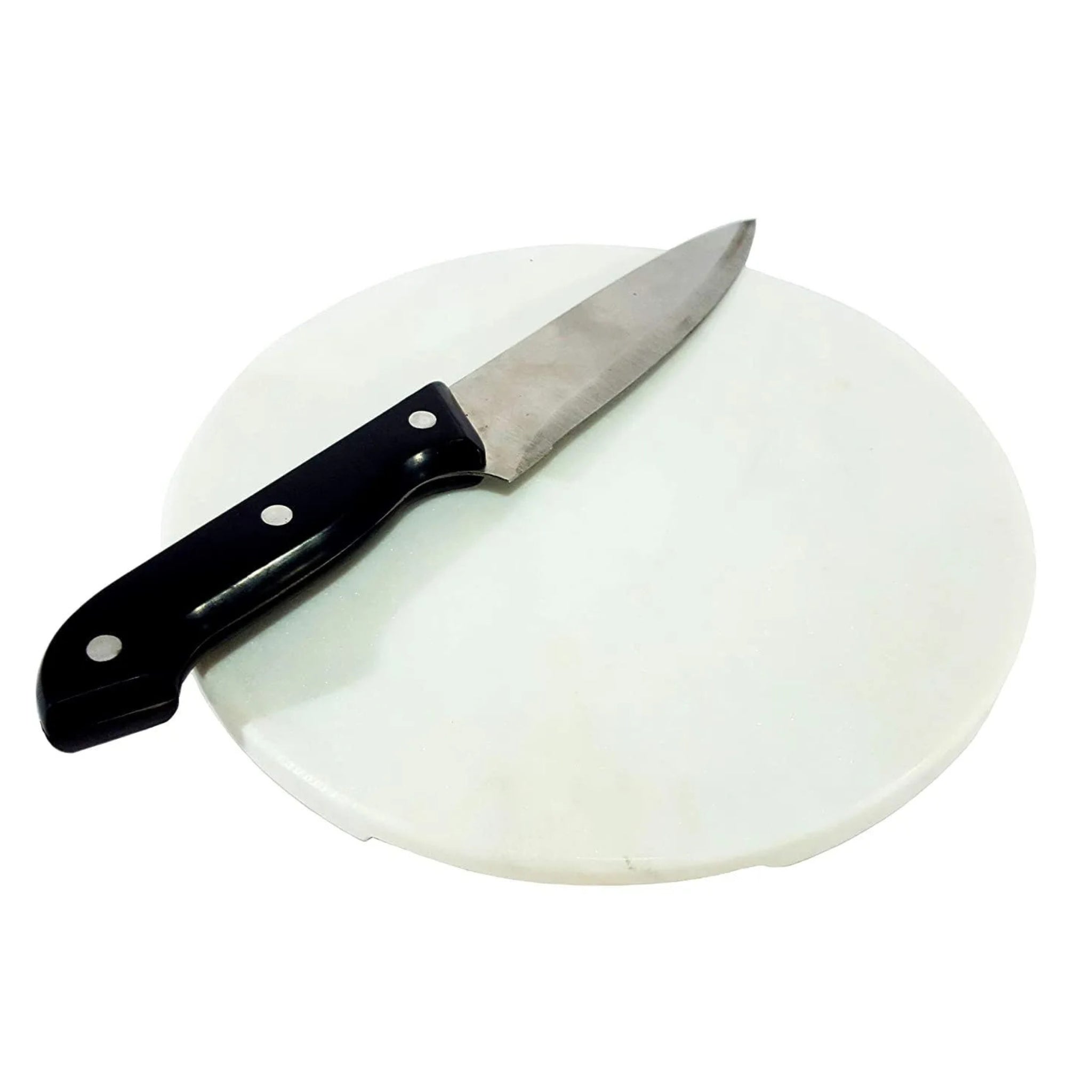 White Marble Chopping Board - Elegant Anti-Skid Kitchen, Ideal for Cutting-Chopping Fruits and Vegetables (23x23 cm)