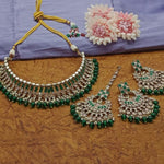 Exquisite Pearl-Adorned Indian Choker and Earrings Set, Traditional Wedding Jewelry (Set of 2)