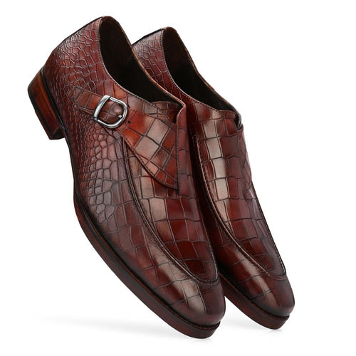 Regent Newsberry: Brown Single Monk, Durable Construction, Breathable Lining, Shock-Absorbing Insoles, Flexible Outsole, Brogue Pattern