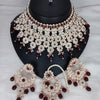 Luxurious Silver-Plated Bridal Jewelry Set, Ruby Red Accents, Traditional Indian Wedding Jewelry (Set of 2)