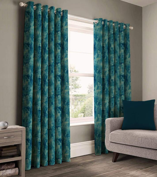 Casableu Eden Polyester Eyelets (Steel) Blackout Curtains with Tie Back, Bedroom Living Room