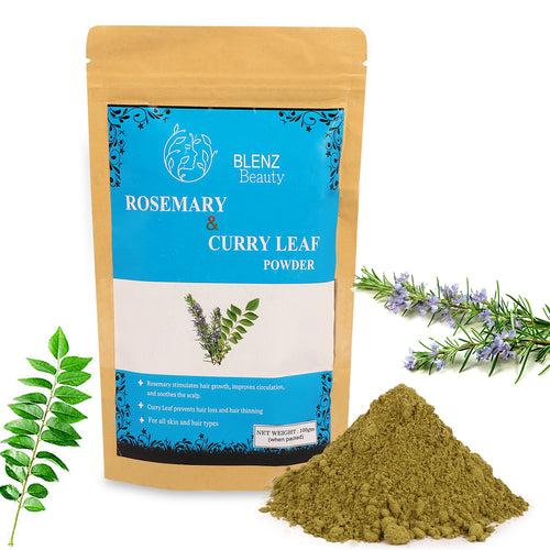 Organic Rosemary & Curry Leaf Powder, Natural Scalp Care Treatment for Healthy Hair, Suitable for All Hair Types (100g)