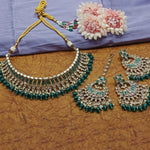 Exquisite Pearl-Adorned Indian Choker Necklace and Earrings, Traditional Indian Wedding Jewelry (Set of 2)