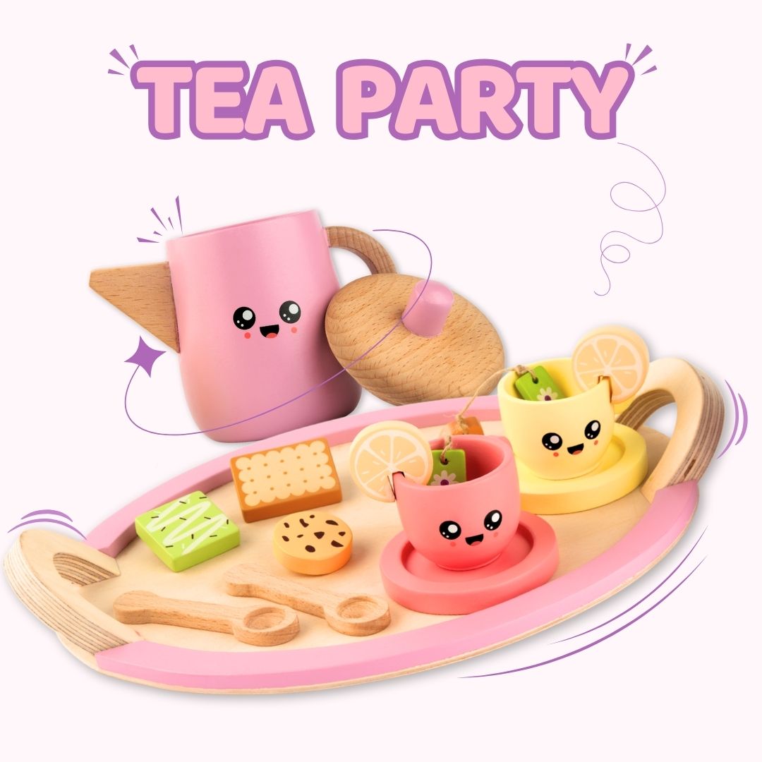 Cots and Cuddles Premium Quality Wooden Tea Party Set for Kids