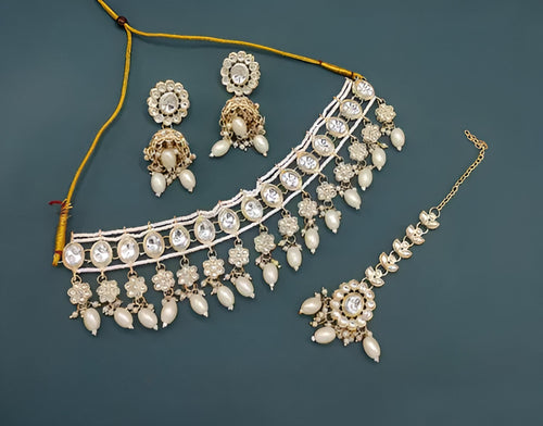 Diamond and Emerald Necklace Set - Exquisite Bridal and Formal Jewelry, Traditional Indian Wedding Jewelry (Set of 3)