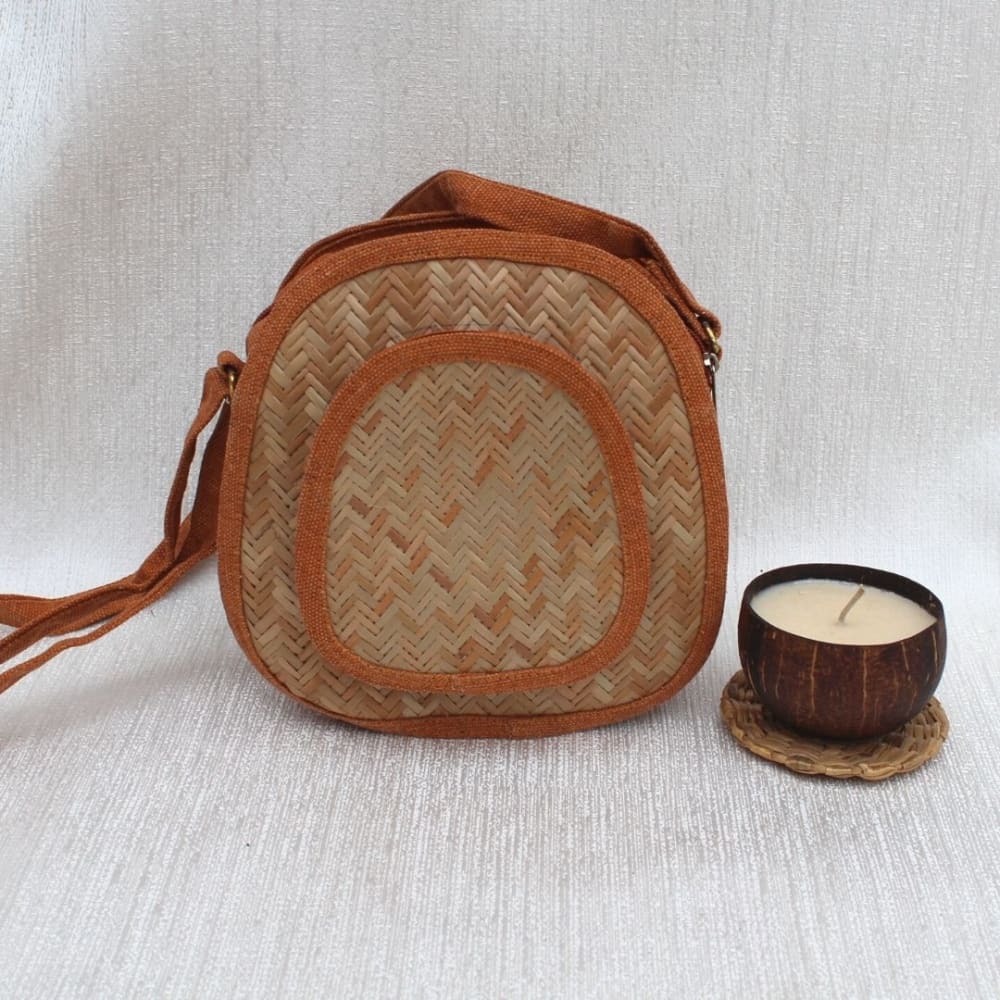 Oval Shital Pati & Jute Sling Bag, Oval Bag, Jute, Traditional Handbag, Unique Bag