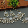 Elegant Kundan-Style White and White Necklace, Earrings, and Tikka Set, Traditional Indian Wedding Jewelry (Set of 2)