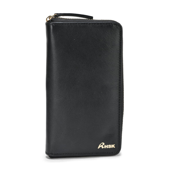 Kitty Grain Leather Wallet, High-Quality Black Leather, Compact and Practical, Perfect for Menâ€™s Essentials (Black)