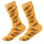 Formal Men's Socks - Naruto Edition, Premium Cotton Blend, Stylish Pattern, Soft and Durable, Comfortable for Office Wear (Yellow)