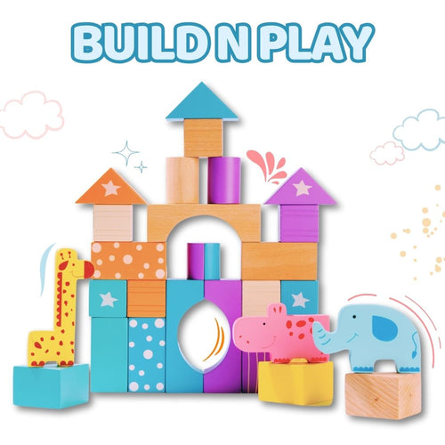 Cots and Cuddles Premium Quality 30pcs Wooden Building Blocks for Kids