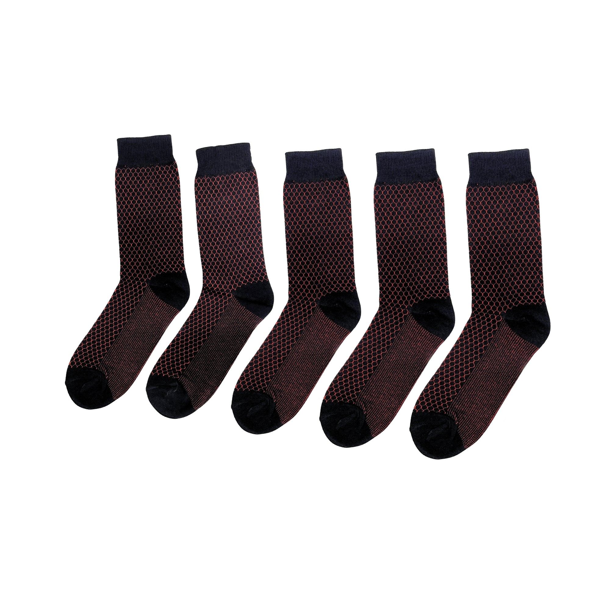 SuperGeneriX Bamboo Calf-Length Socks for Men, Pack of 5, Striped Red Socks, Odor-Free, Breathable, Antibacterial, Cushioned Base for Comfort, Luxuriously Soft and Durable