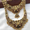 Exquisite Gold-Plated Temple Jewelry Set, Necklace, Choker and Earrings, Traditional Indian Wedding Jewelry (Set of 2)