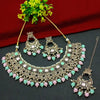 Exquisite Multicolor and Gold Kundan Jewelry Set, Pearl Accents, Necklace, Traditional Indian Wedding Jewelry (Set of 2)