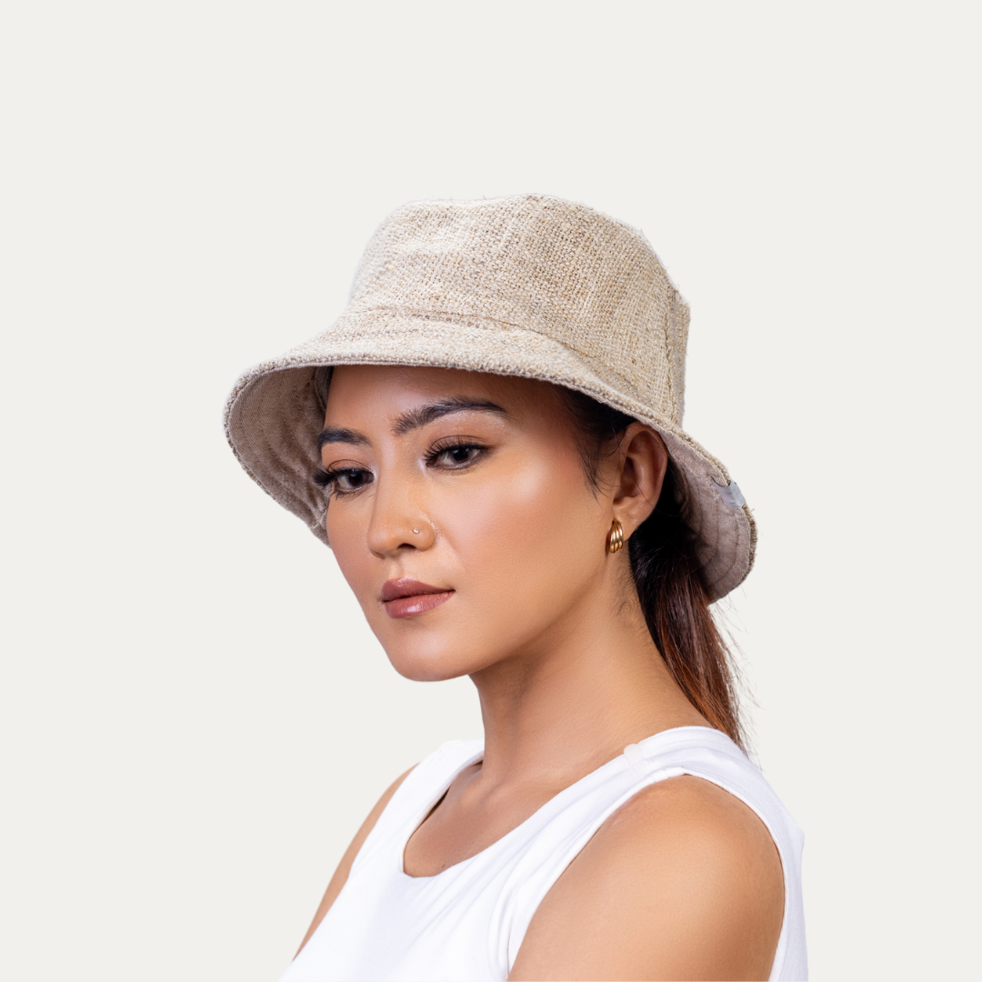 Stylish hemp bucket hat for sun protection and breathability, perfect for outdoor activities.