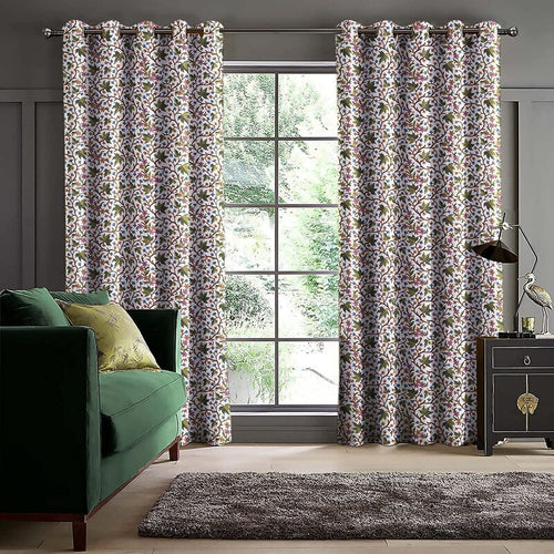 Casableu Kashmiri Polyester Eyelets (Steel) Blackout Curtains with Tie Back, Bedroom Living Room