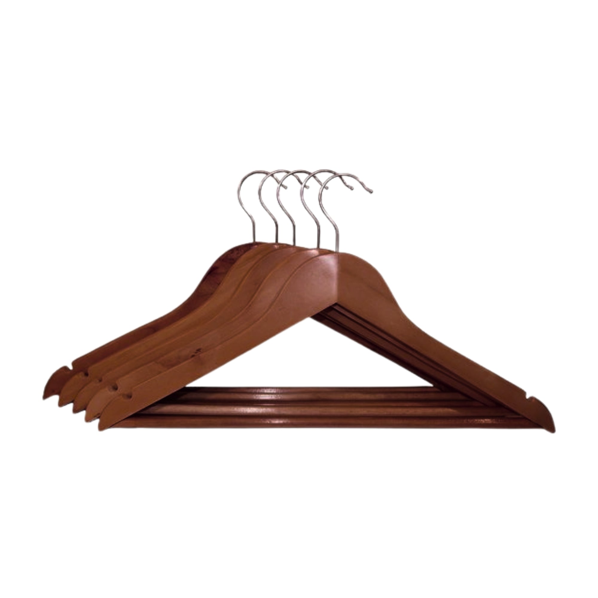 SuperGeneriX Dark Brown Wooden Hangers Set | Solid Wood Coat Hangers with Non-Slip Bar, 360° Swivel Hook, and Cut Notches | Durable & Stylish Space-Saving Garment Hangers for Closet Organization