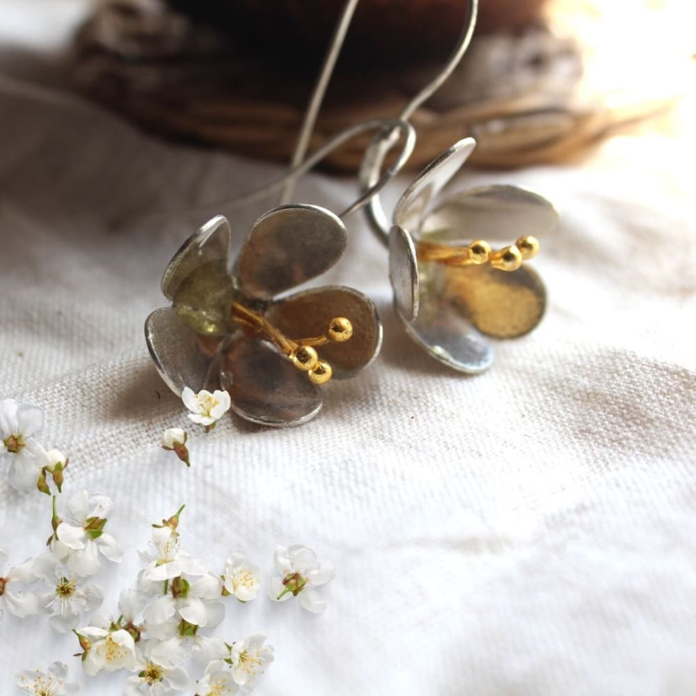 Buds - Silver Plated Brass Metal Earrings