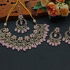 Elegant Pink and Gold Indian Jewelry Set - Necklace, Earrings, and Maang Tikka, Traditional Indian Wedding Jewelry (Set of 2)