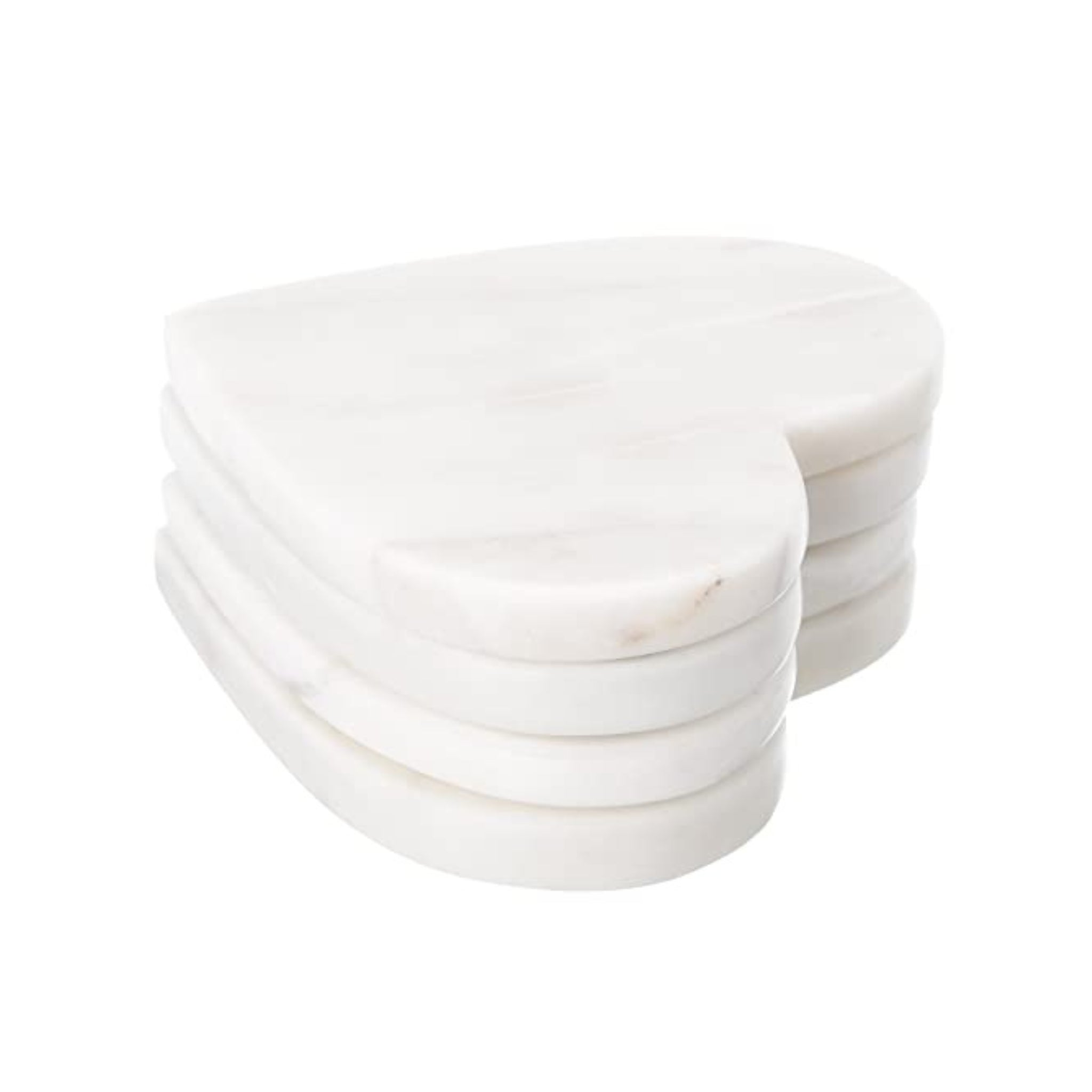 White Marble Heart Shape Coasters - Elegant Anti-Skid Heat-Resistant Home Accessories, Protect surfaces and Ideal for Serving Drinks, Coffee or Tea, (10x10 cm) Set of 4