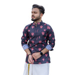 Theyyam Loop Kurta, Short Sleeve Kurta, Men's Traditional Shirt, Comfortable Cotton Shirt with Theyyam Art (Size 40, Maroon)