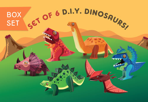 DIY Mini Dino, Fun Craft Kit, Ideal for Kids' DÃ©cor, Creative DIY Project,  (BOX SET 1 - Set of 6 )